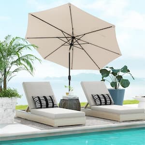 10 ft. Steel Push-Up Patio Umbrella in Beige