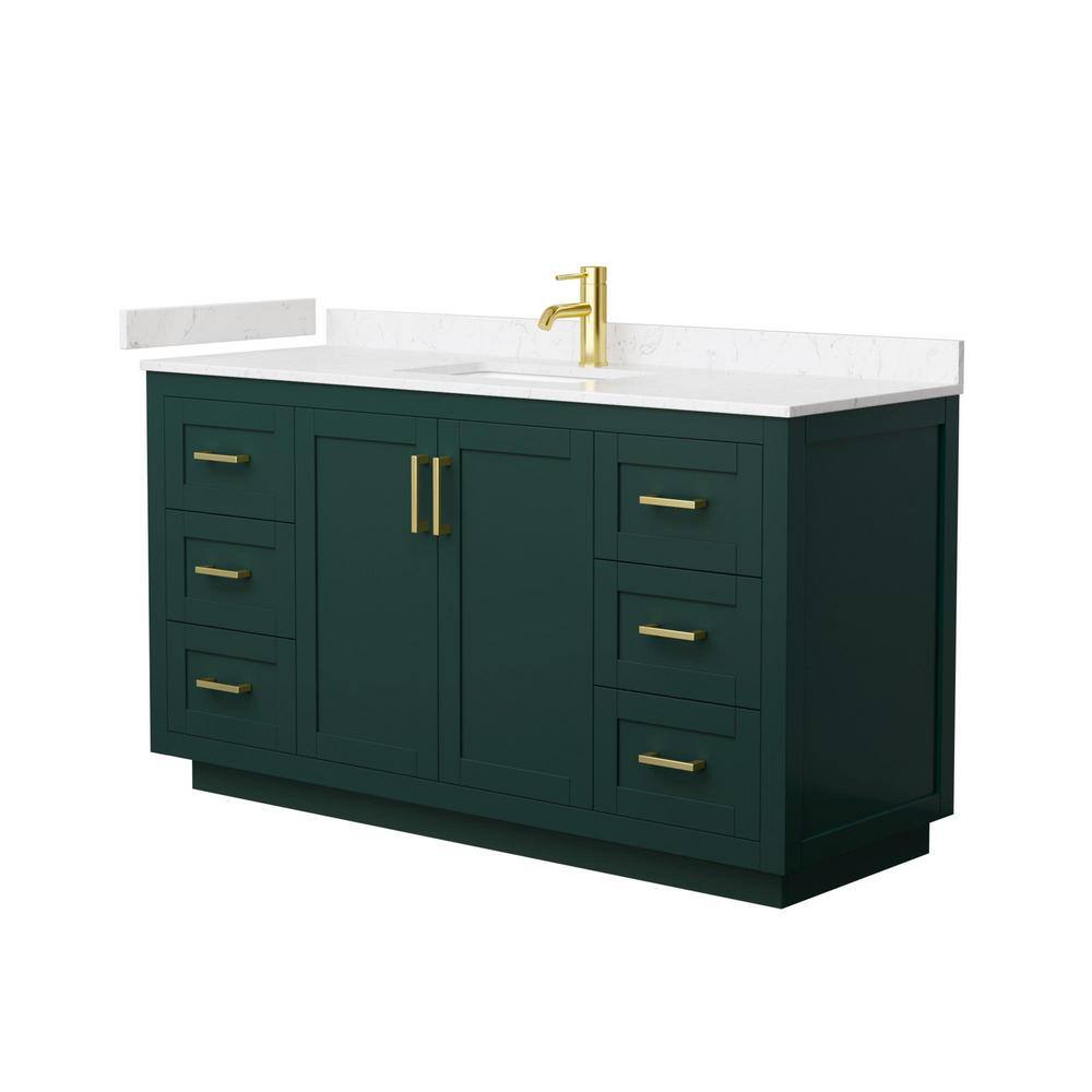 Miranda 60'' Green Single Freestanding Bathroom Vanity with Carrara Marble Top