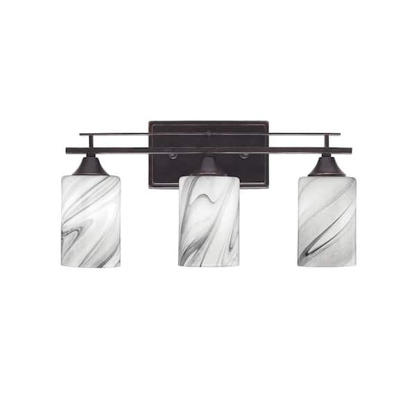 Unbranded Ontario 18.75 in. 3-Light Vanity Light Dark Granite Onyx Swirl Glass Shade