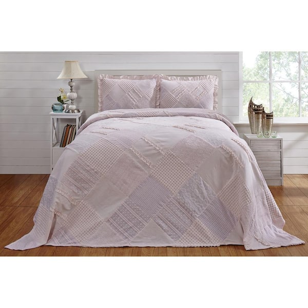 Better Trends Ruffle 1-Piece Pink Full Coverlet Set