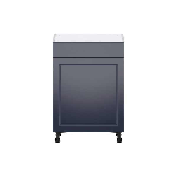 J COLLECTION 24 in. W x 14 in. D x 34.5 in. H Devon Painted Blue Shaker Assembled Shallow Base Kitchen Cabinet with a Drawer