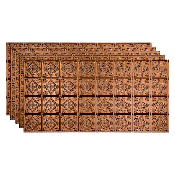 Fasade Traditional #1 2 ft. x 4 ft. Glue Up Vinyl Ceiling Tile in Antique Bronze (40 sq. ft.)