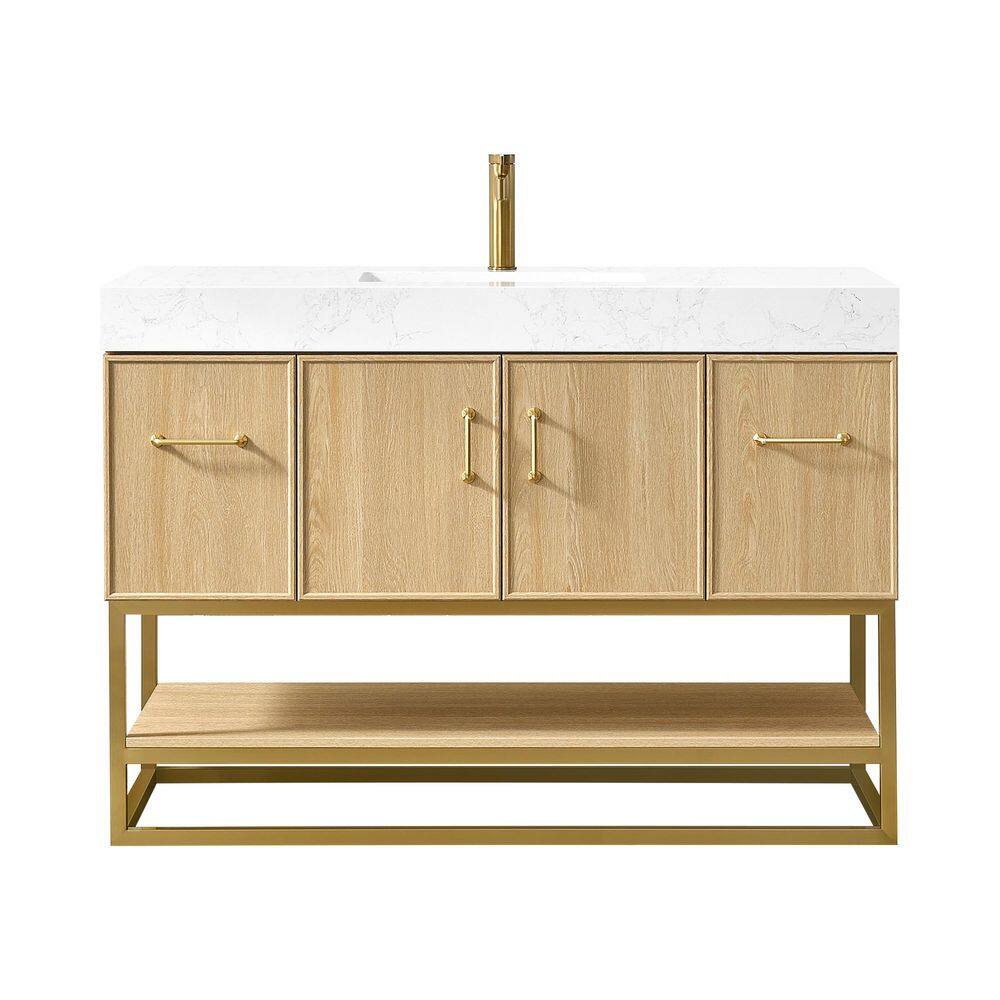 Vittoria 48 in.W x 22 in.D x 34 in.H Single Sink Bath Vanity in Dark Oak with White Engineered  Stone Top price history on PriceWatchPro