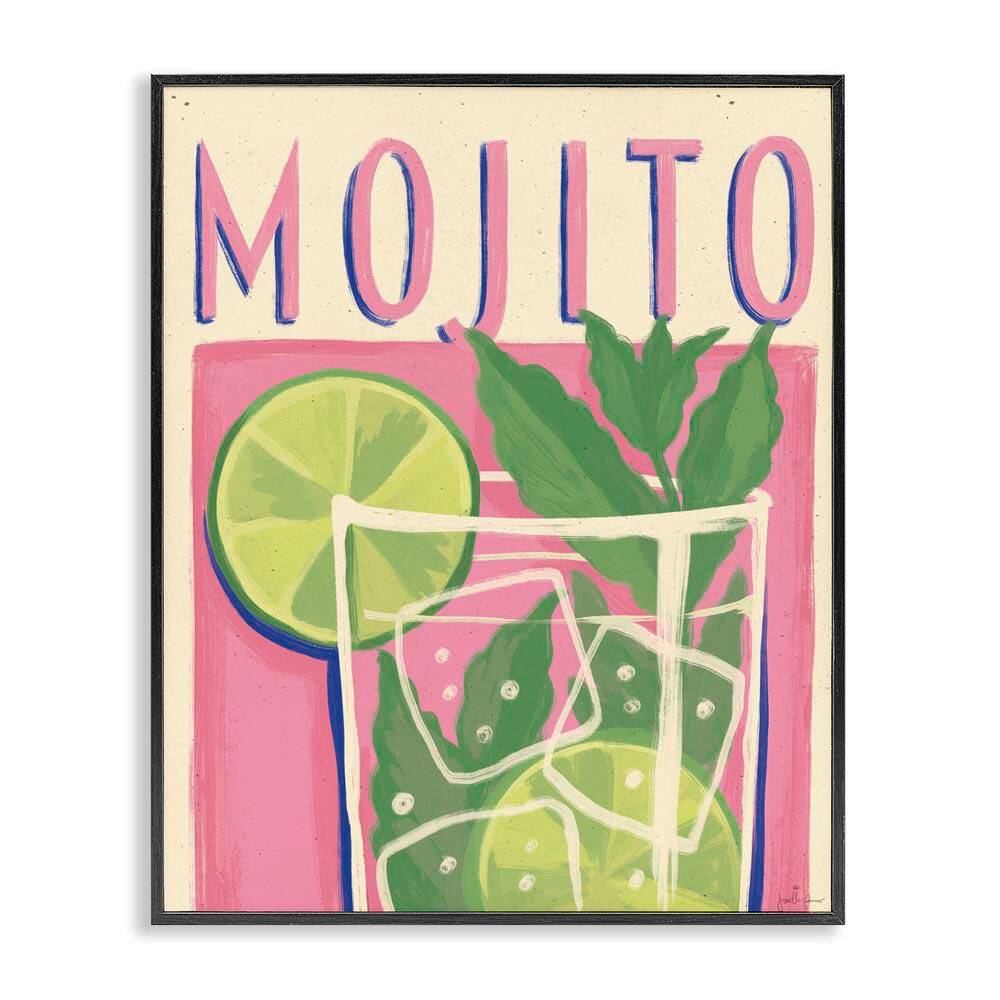 Retro Mojito Cocktail by Janelle Penner Black Framed Food Giclee Art Print 14 in. x 11 in. price history on PriceWatchPro