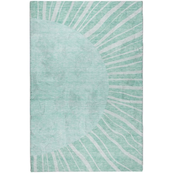 Dream Shag Premium Machine Washable Abstract ADS668 Teal 5 ft. x 7 ft. 6 in. Area Rug