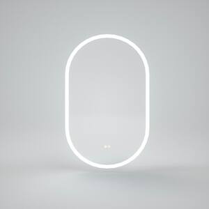 20 in. W. x 32 in. H Oval Frameless LED Light Anti-Fog Wall Bathroom Vanity Mirror in Polished Crystal