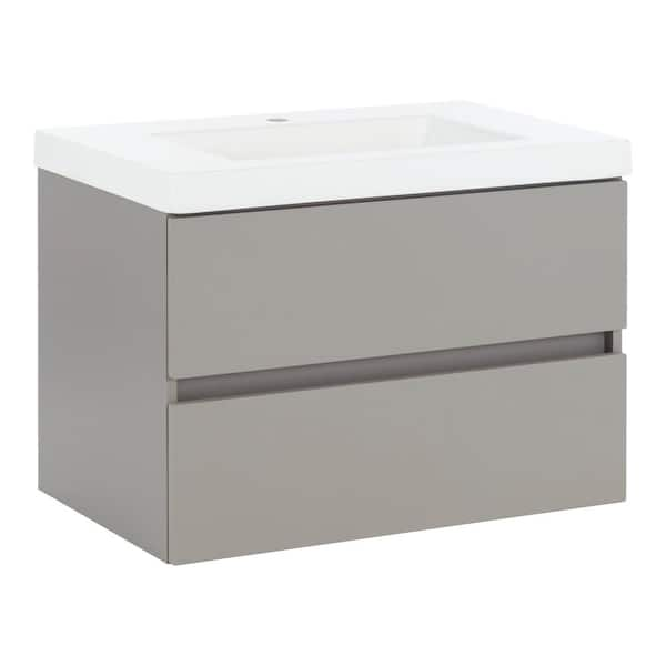 Domani Rawlins 31 in. W x 19 in. D x 22 in. H Single Sink Floating Bath  Vanity in Gray with White Cultured Marble Top B30X20175 - The Home Depot