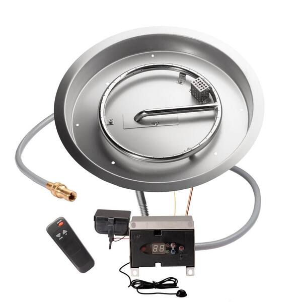 Celestial Fire Glass 19 in. Round Remote Control Fire Pit Burner Kit,  Stainless Steel, Electronic Ignition, Natural Gas EIBK-19RN - The Home Depot