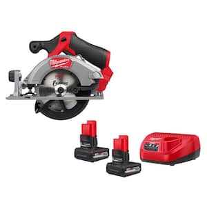 M12 FUEL 12V Lithium-Ion Brushless 5-3/8 in. Cordless Circular Saw with M12 XC 5.0 Ah Battery (2-Pack) Starter Kit