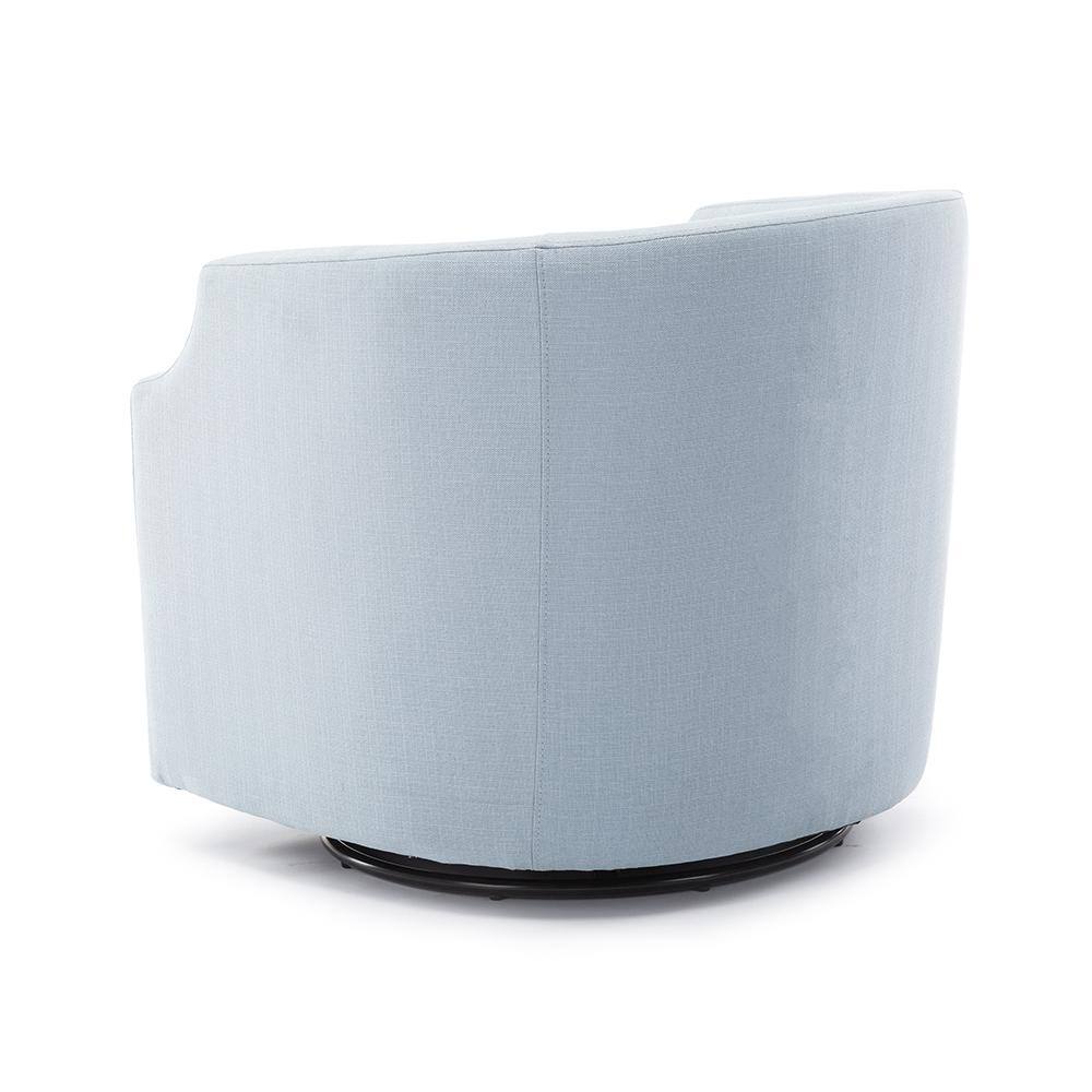 Sky Blue Transitional Swivel Barrel Accent Chair in Polyester