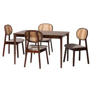 Darrion 5-Piece Grey and Walnut Brown Dining Set