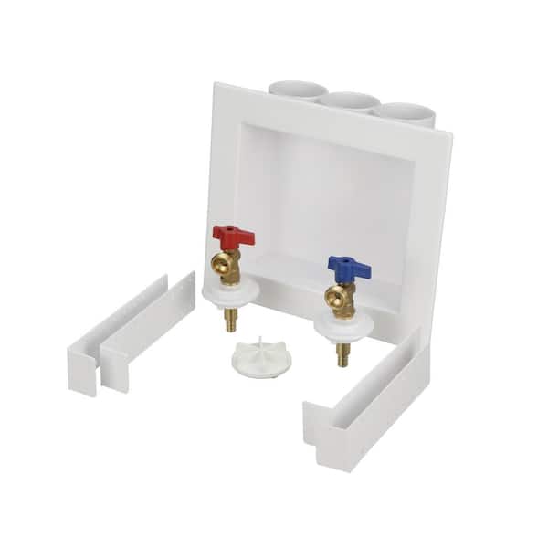Quadtro 1/2 in. x 1/2 in. PEX Compatible Washing Machine Outlet Box with 1/4 Turn Valves Quadtro 1/2 in. x 1/2 in. PEX Compatible Washing Machine Outlet Box with 1/4 Turn Valves