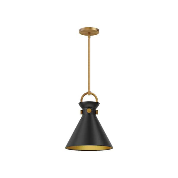 ALORA MOOD Emerson 11 in. 1 Light 60-Watt Aged Gold/Matte Black Pendant Light