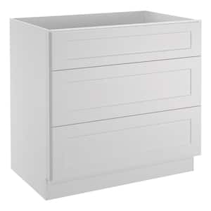 36 in. W x 24 in. D x 34.5 in. H in Shaker Dove Plywood Ready to Assemble Floor Base Kitchen Cabinet with 3 Drawers