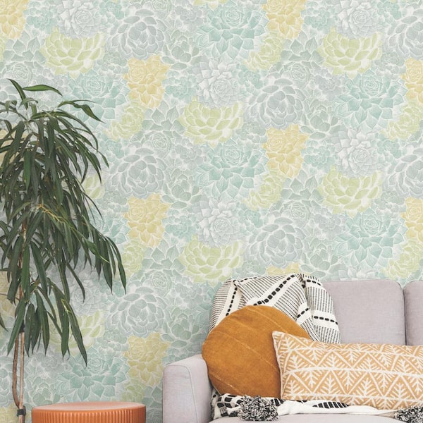 28.29 sq. ft. Succulent Plant Peel and Stick Wallpaper