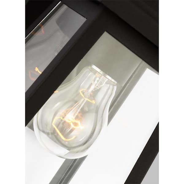 Generation Lighting - Studio Founders Small 1-Light Black Exterior Outdoor Wall Sconce,Clear and White Glass Panels Included, No Bulb Included