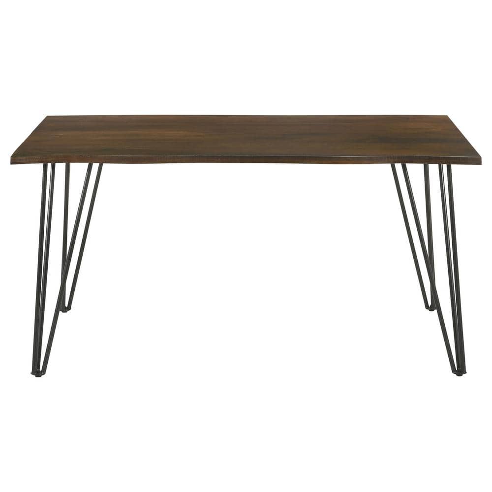 Mango Cocoa Live-Edge Rectangular Dining Table with Iron Legs