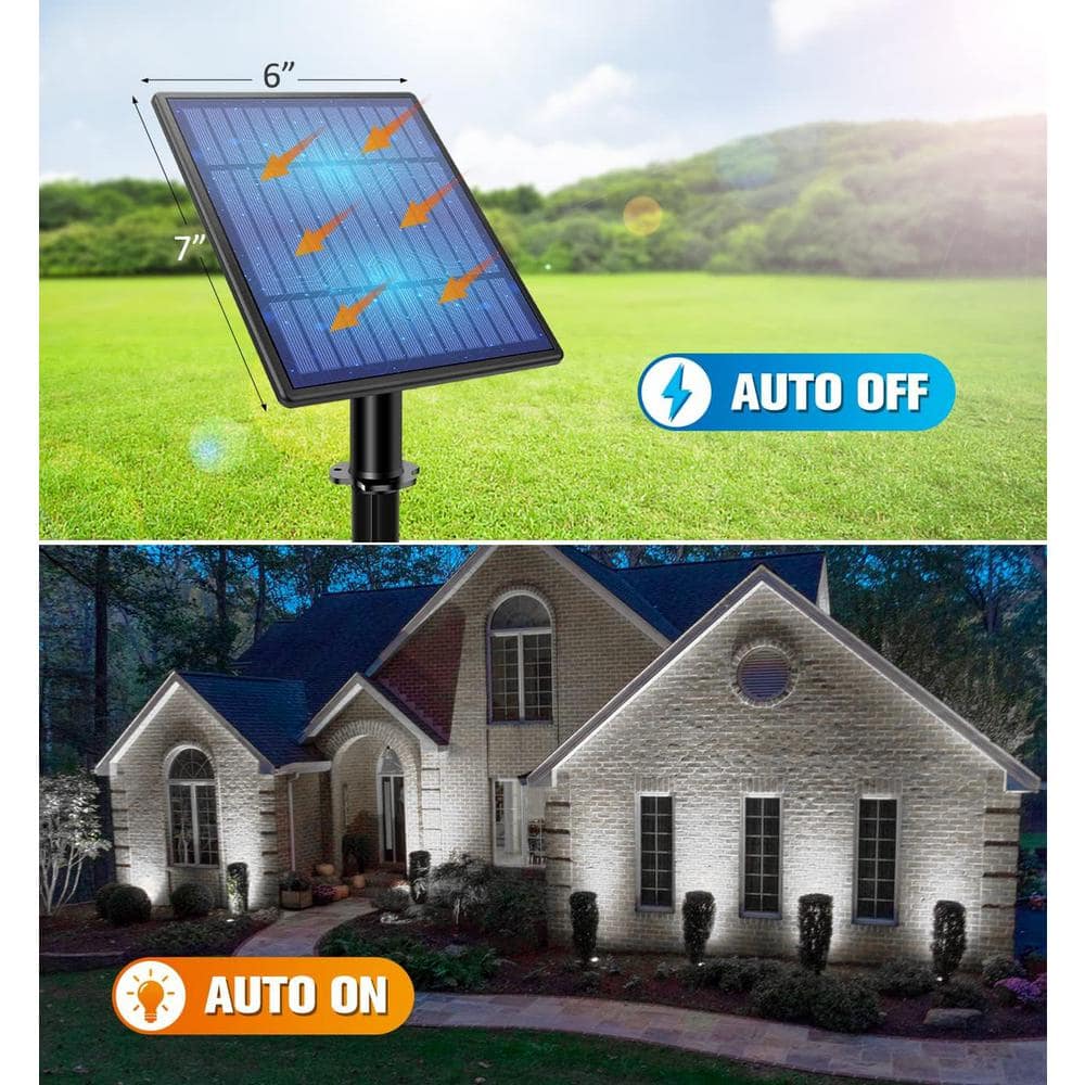 Solar Powered Black Metal Outdoor Spotlights with Cool White Light