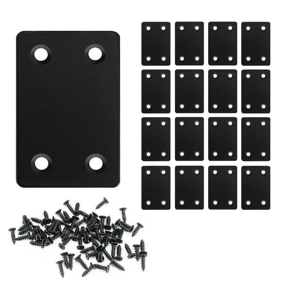 2.36 in. x 1.49 in. x 0.06 in. Black Stainless Steel Fixing Joining Plate, Brace Bracket for Wood Furniture (16-Pack)