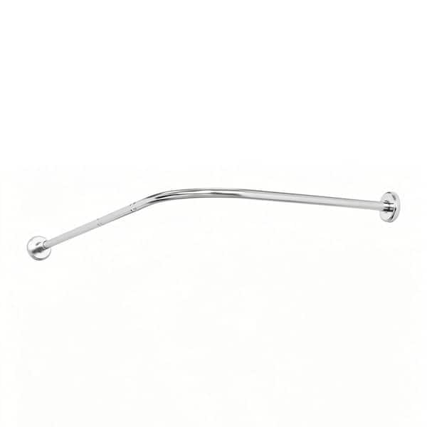 64.96 in. Adjustable L‑Shaped Curved Shower Curtain Rod, Rust‑Resistant Stainless Steel in Silver