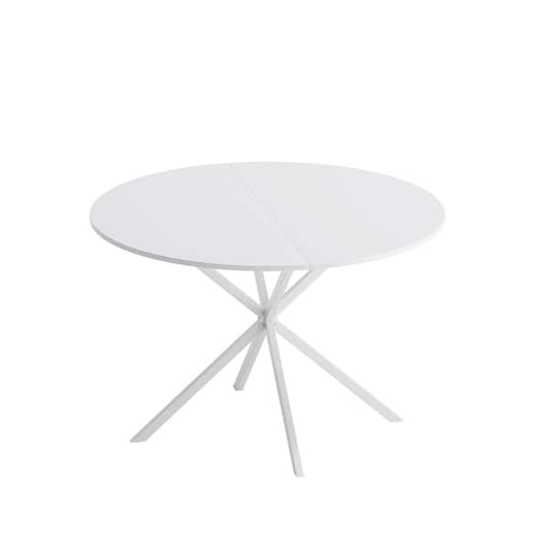 Sudzendf White MDF Round Outdoor Side Table 1-Piece