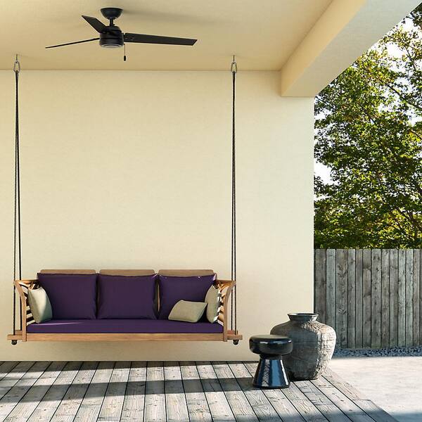 52 Hunter Cassius Indoor Outdoor Ceiling Fan with Pull Chain Control Matte Black 