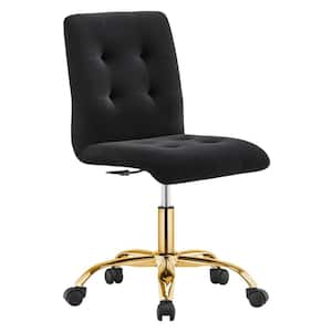 Prim Performance Velvet Ergonomic Adjustable Height Armless Chair in Gold Black