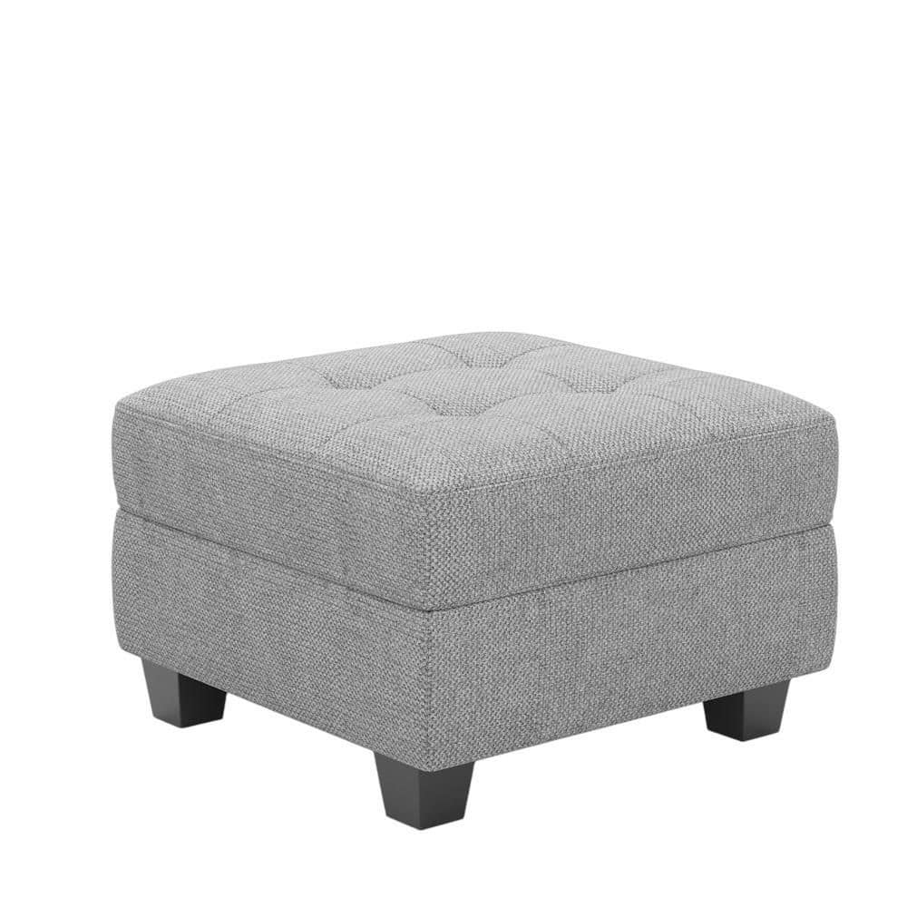 Linen Square Storage Ottoman Large Ottoman