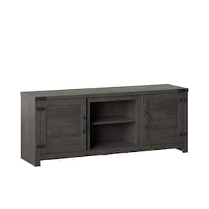 60 in. Weathered Gray TV Stand Fits TV's up to 65 in. with Planked Doors and Nail Head Details