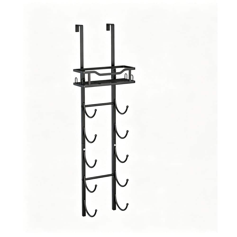 6 Tier Towel Holder in Black for Bathroom Wall Mounted or Over Door Use, Hanging Bath Storage Organizer with Shelf price history on PriceWatchPro