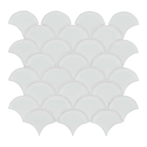 MSI Retro Bianco Scallop 10 in. x 13 in. x 0.24 in Glossy Porcelain Mesh-Mounted Mosaic Floor and Wall Tile(0.91sq.ft./each)