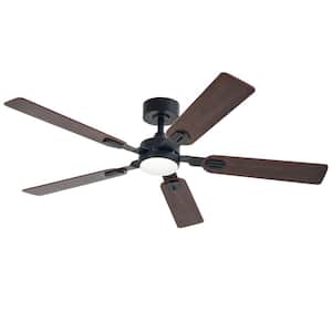 52 in. Indoor Walnut 5-Blade Modern Ceiling Fan with 3000K/4500K/6000K LED Light and Remote Control