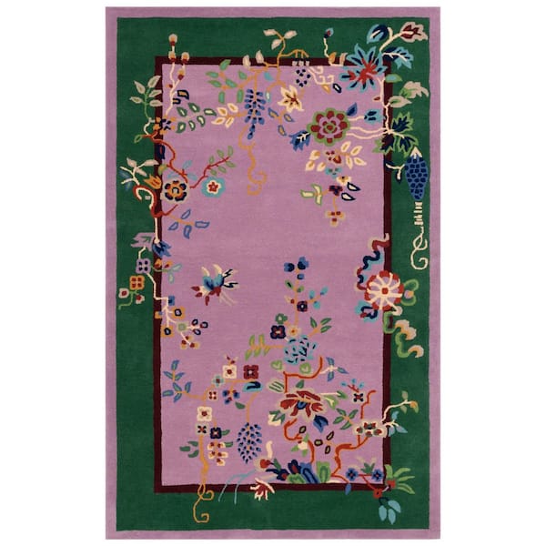 Metro Purple/Green 3 ft. x 5 ft. Ornate Floral Border Area Rug