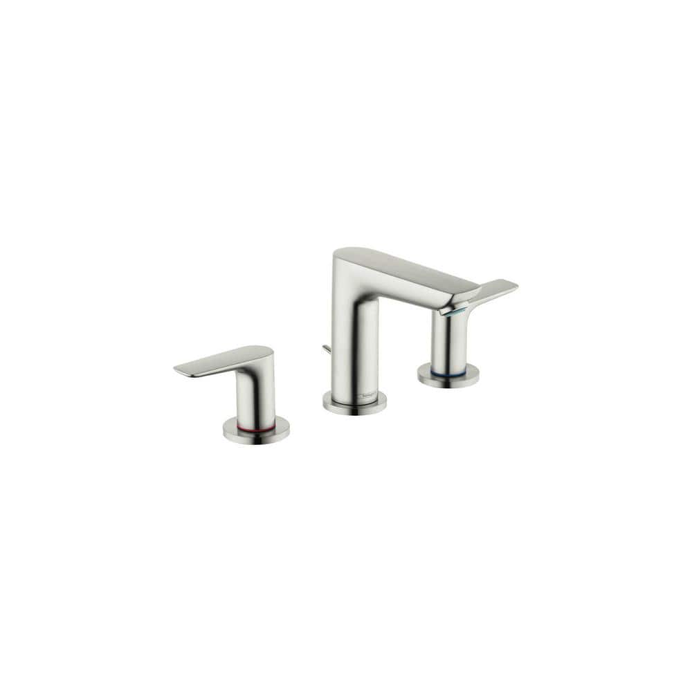 Brushed Nickel Modern Widespread Bathroom Faucet with Drain Assembly