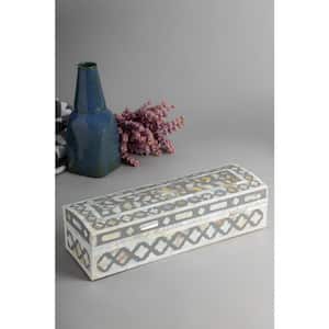 Jodhpur Mother of Pearl Decorative Box - Gray 12 in.
