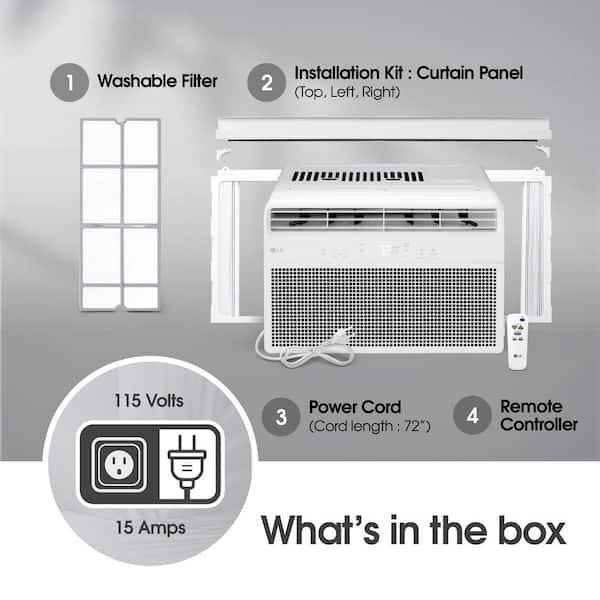 10,000 (DOE) BTU 115-Volts Window Air Conditioner Unit Cools 450 sq. ft. with Wi-Fi, Remote and Dehumidifier