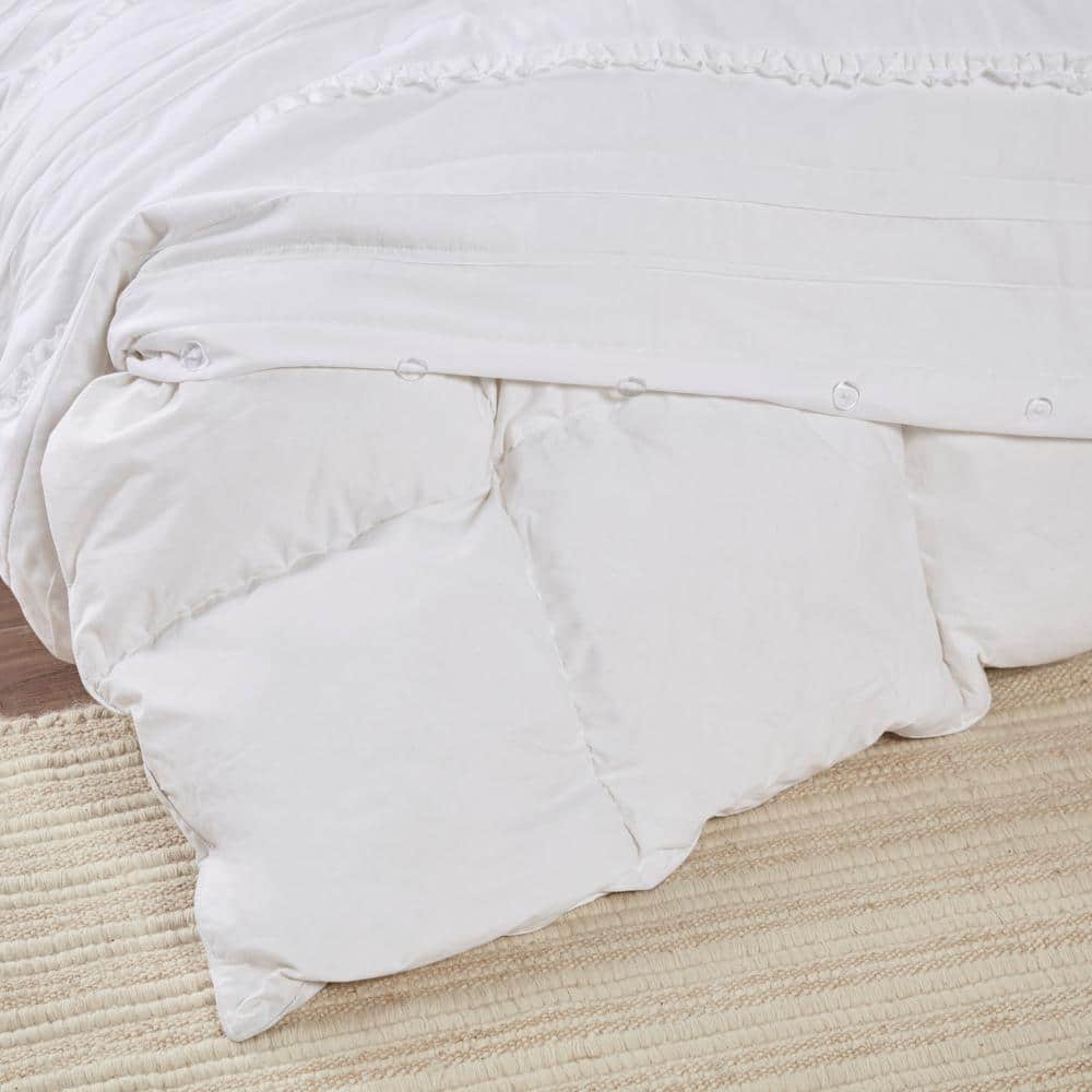 White Ruffled Microfiber King/Cal King 4-Piece Duvet Set