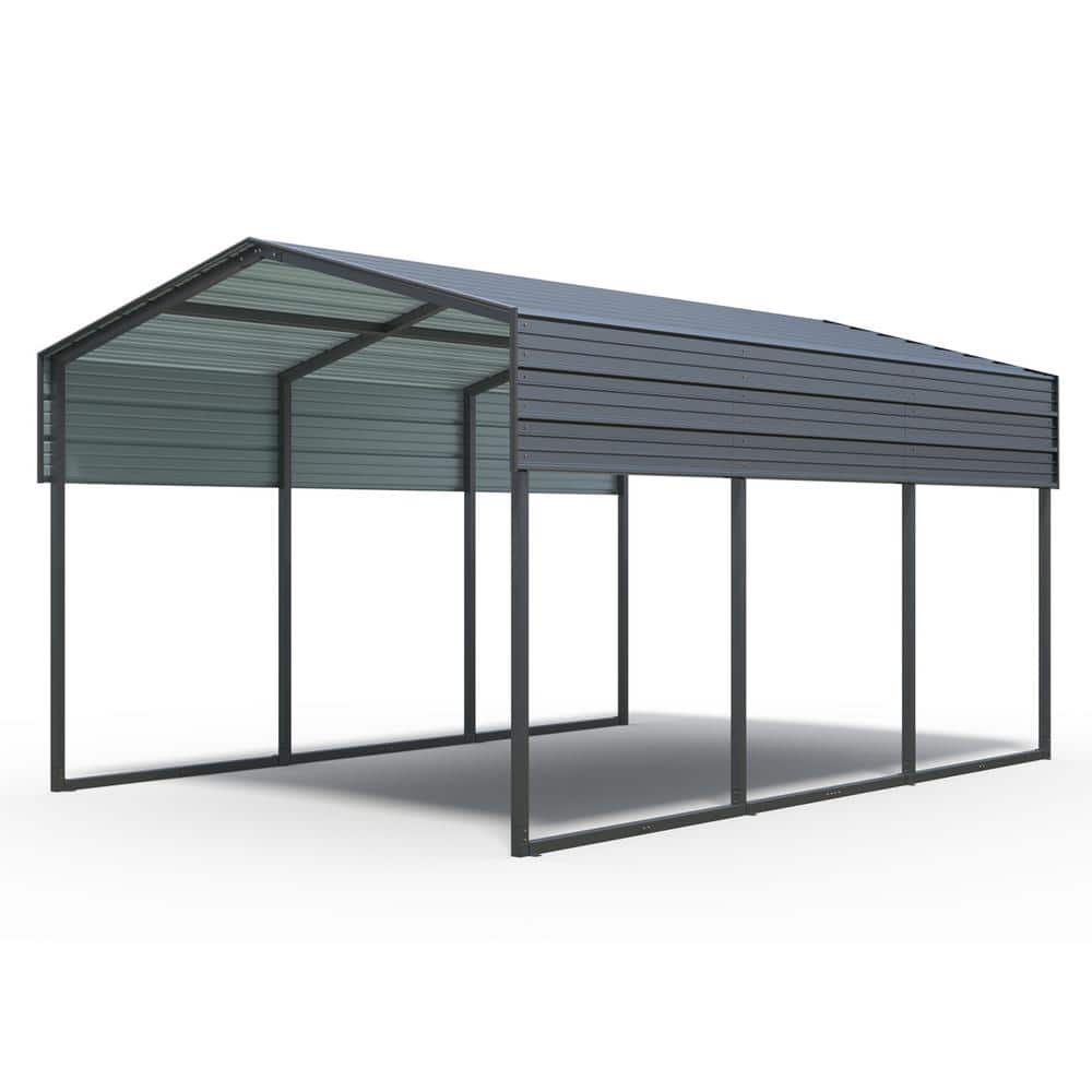 10 ft. W x 15 ft. D x 8 ft. H Carport with Galvanized Steel Roof and Frame,