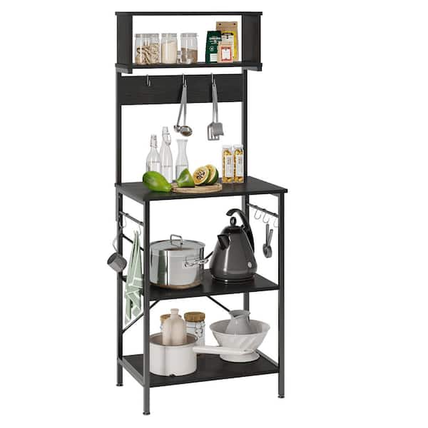 Bestier 23.62 in. Black 5-Tier Baker's Rack with Microwave Compatibility