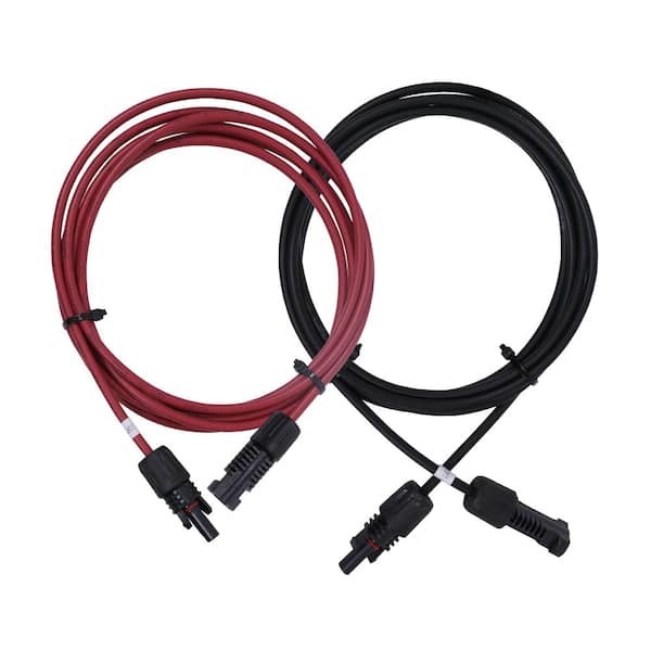 Renogy 10 ft. 12AWG Solar Panel Extension Cable w/ Female and Male Connectors 10 ft. 12AWG 1 Pair 10 ft. 12 Gauge Red and Black