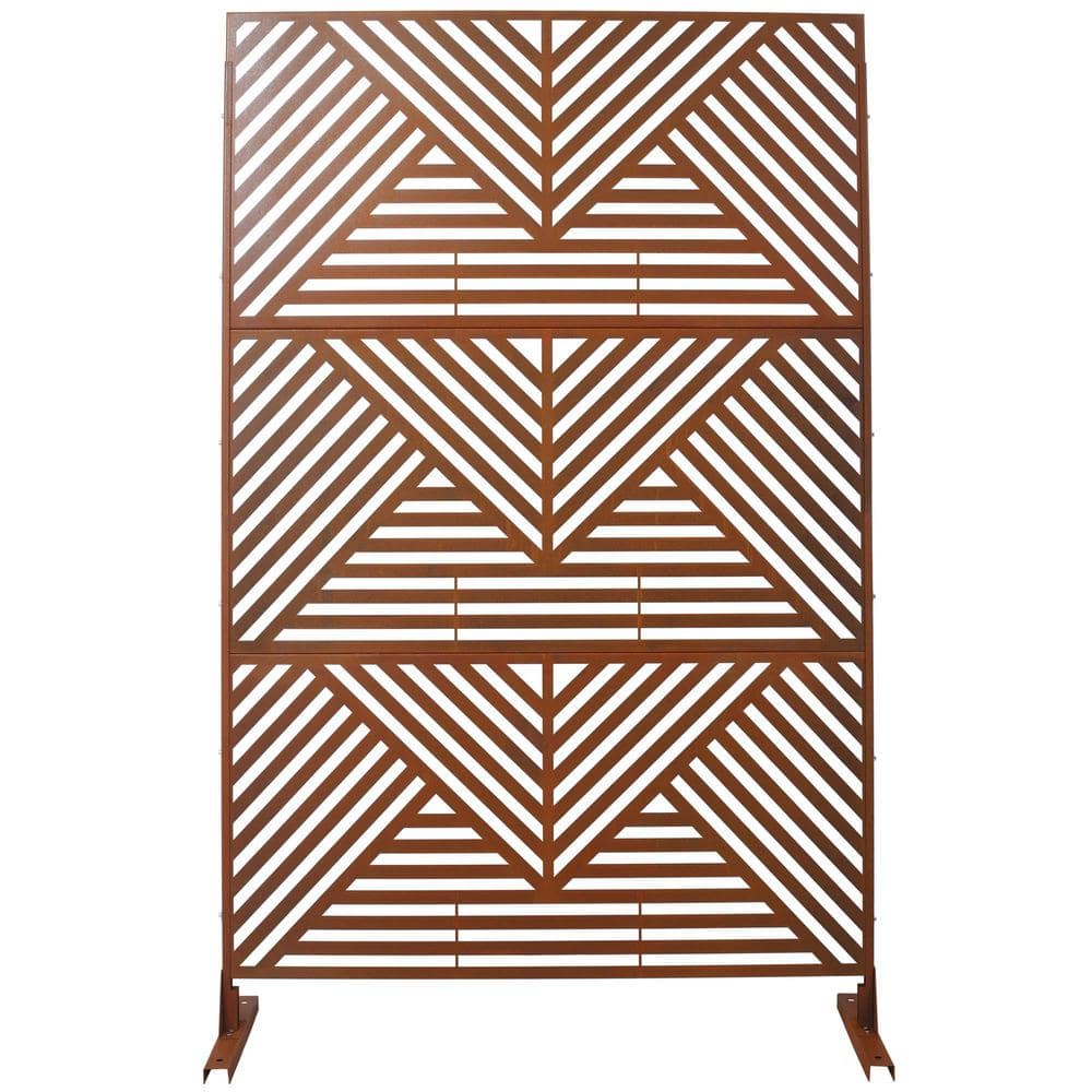 76 in. H x 48 in. W Rust Red Steel Privacy Fence Screen for Garden Fence price history on PriceWatchPro