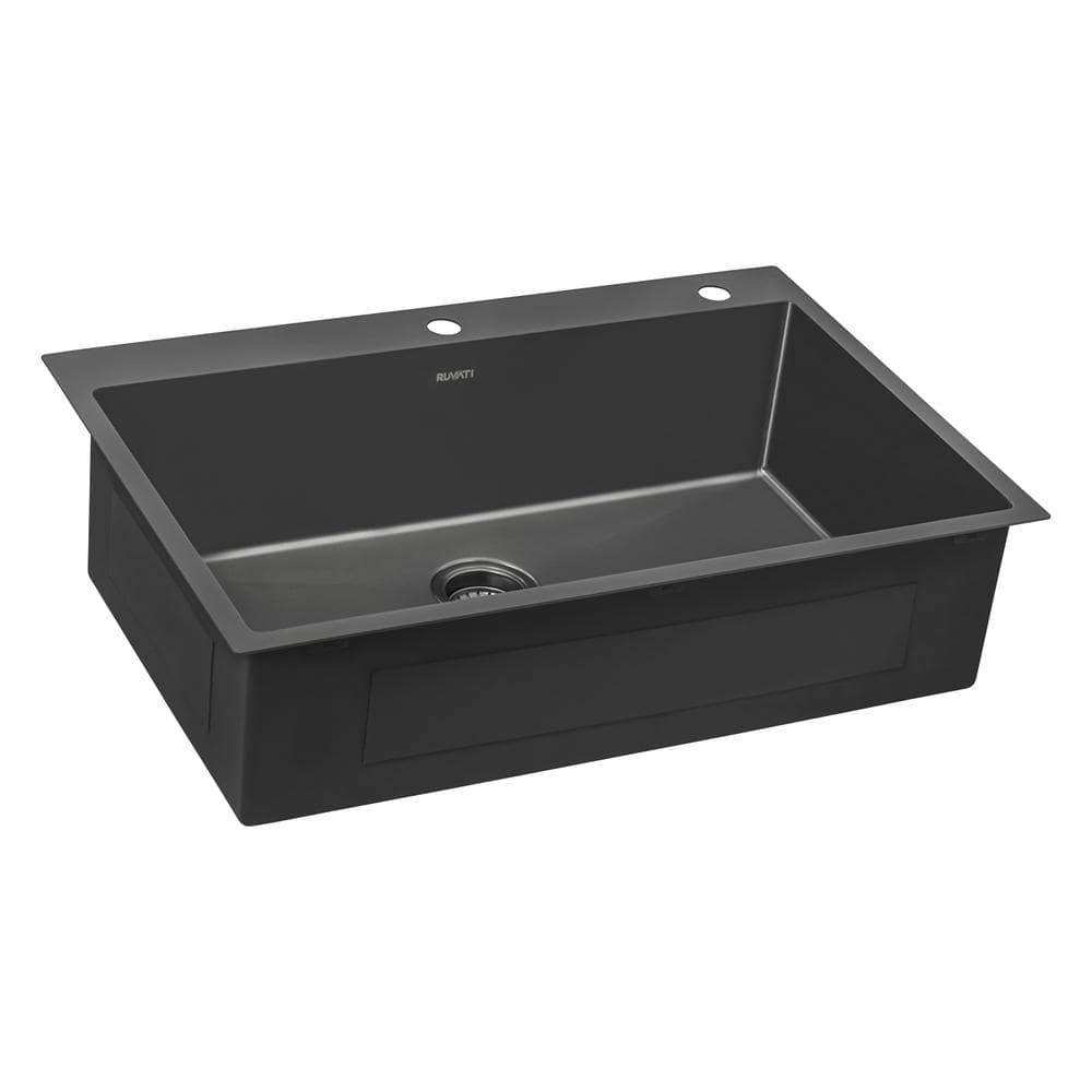 Ruvati 33" Black Stainless Steel Single Bowl Farmhouse Sink