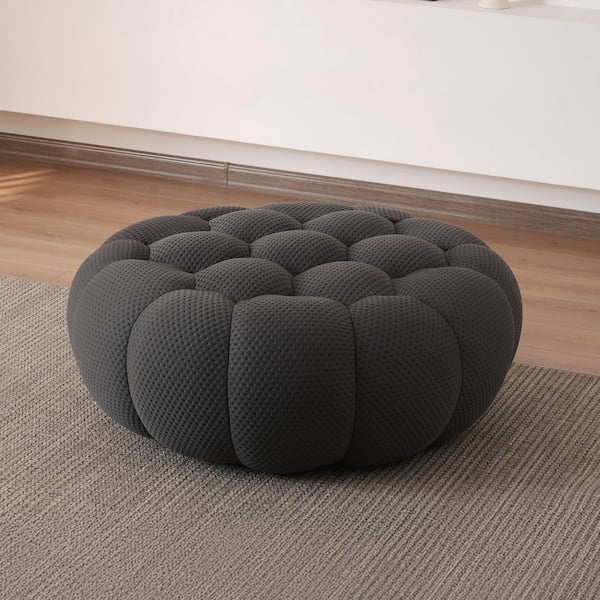 41.34 in. Flared Arm Polyester Curved Bubble Ottoman Sectional Sofa in Dark Gray Ottoman For Living Room Apartment