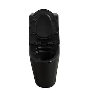 1-Piece 1.1/1.6 GPF Dual Flush Elongated Toilet in Matt Black Seat Included