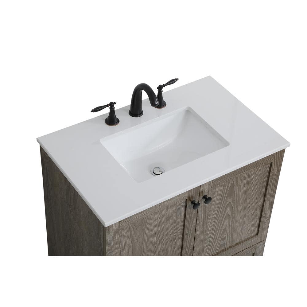 Weathered Oak 30" Single Bathroom Vanity with Porcelain Sink