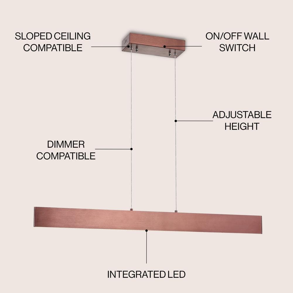 Draper 40" Anodized Bronze Geometric LED Metal Linear Pendant