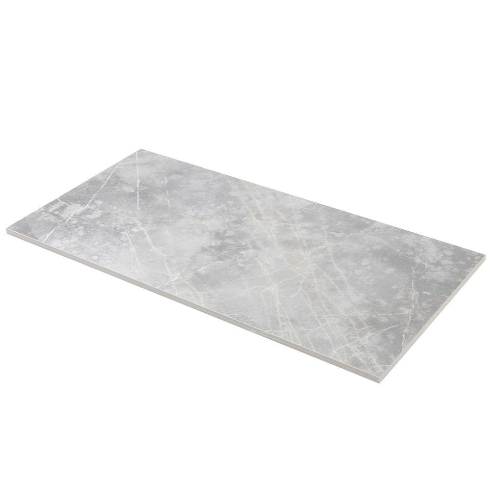 Grace 12" x 24" Matte Gray Porcelain Marble Look Tile