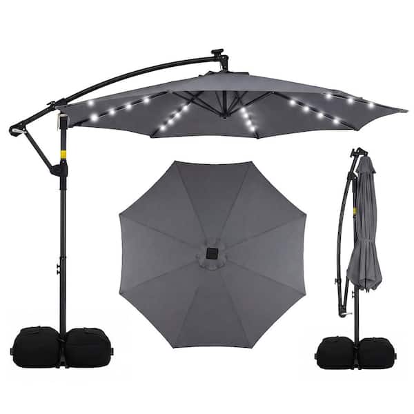 costway 10ft solar led cantilever offset patio umbrella Tangkula with Base Included, Outdoor Umbrella with 32 Lights, 360 Degree Rotation, Crank Handle for Pool Deck Garden Backyard (Tan) : Patio, Lawn & Garden the push handle ensures a secure locking structure with press button Costway 10FT Patio Offset Umbrella