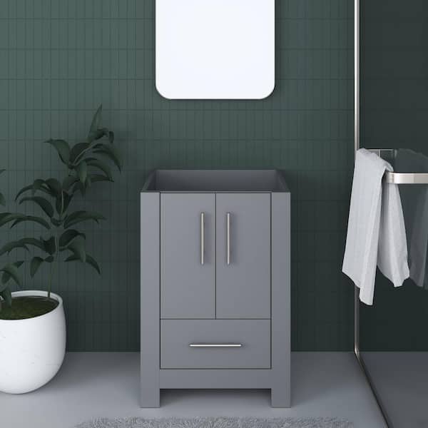 VOLPA USA AMERICAN CRAFTED VANITIES Boston 24 in. W x 20 in. D x 34 in. H Bath Vanity Cabinet without Top in Gray