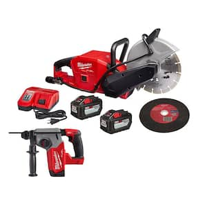 M18 FUEL ONE-KEY 18V Lith-Ion Brushless Cordless 9 in. Cut Off Saw Kit W/(2) 12. 0Ah Batteries & Charger & Rotary Hammer